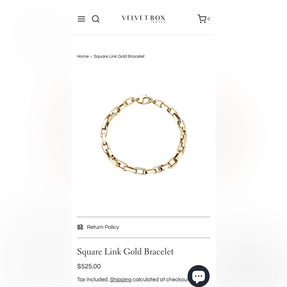 Velvet Box Jewelers 14K Gold Square Link Bracelet